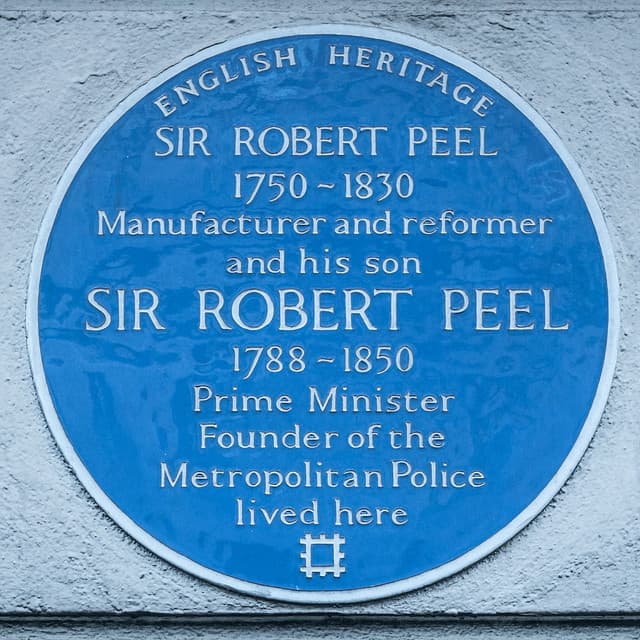 Robert Peel and Robert Peel blue plaque