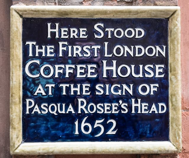 Pasqua Rosee's Head blue plaque