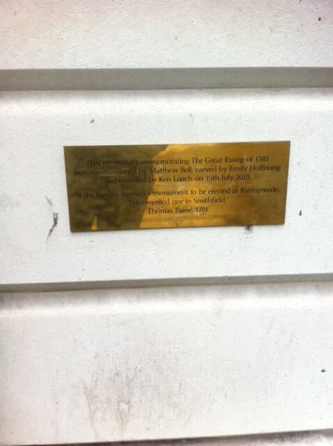 Wat Tyler brass plaque