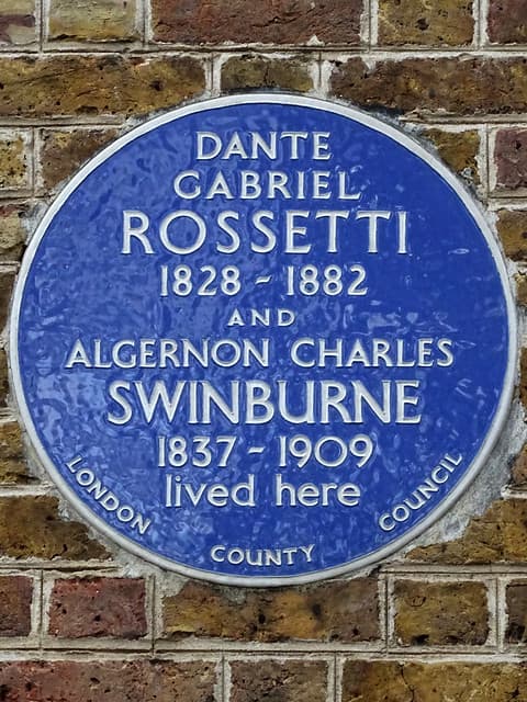 Algernon Charles Swinburne and Dante Gabriel Rossetti blue plaque