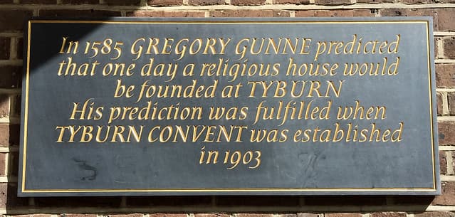 Gregory Gunne and Tyburn Convent black plaque