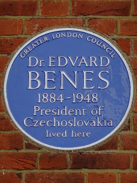 Edvard Benes blue plaque