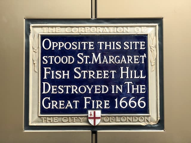 St. Margaret, Fish Street Hill, London blue plaque