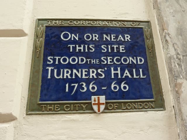 Turners' Hall blue plaque