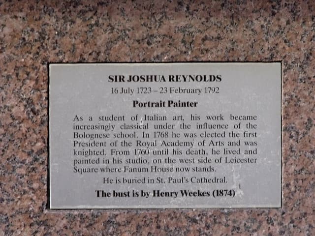 Joshua Reynolds brass plaque