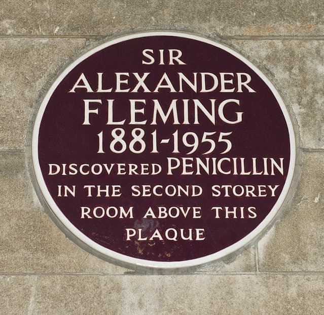 Alexander Fleming and penicillin maroon plaque