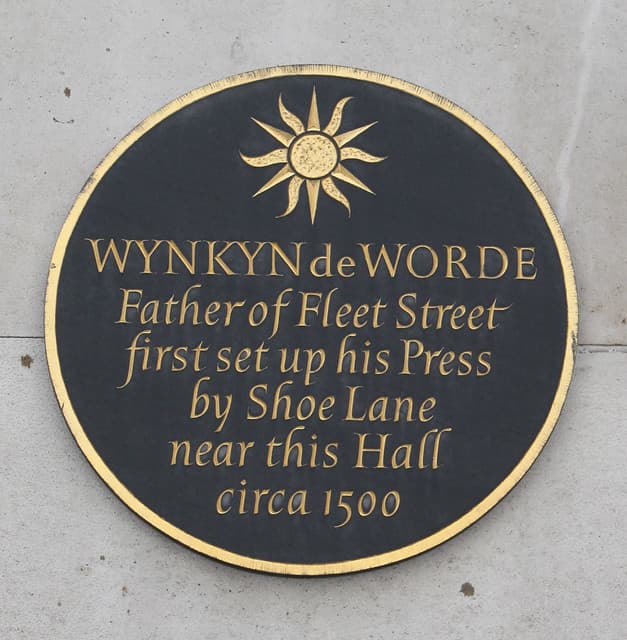 Wynkyn de Worde black plaque