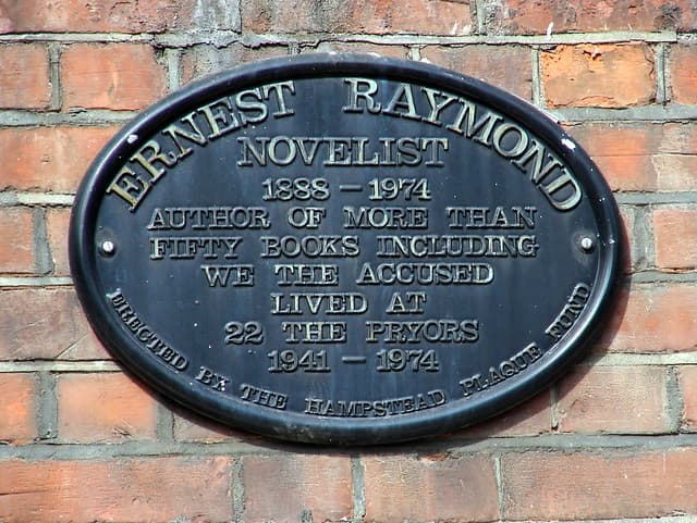 Ernest Raymond black plaque