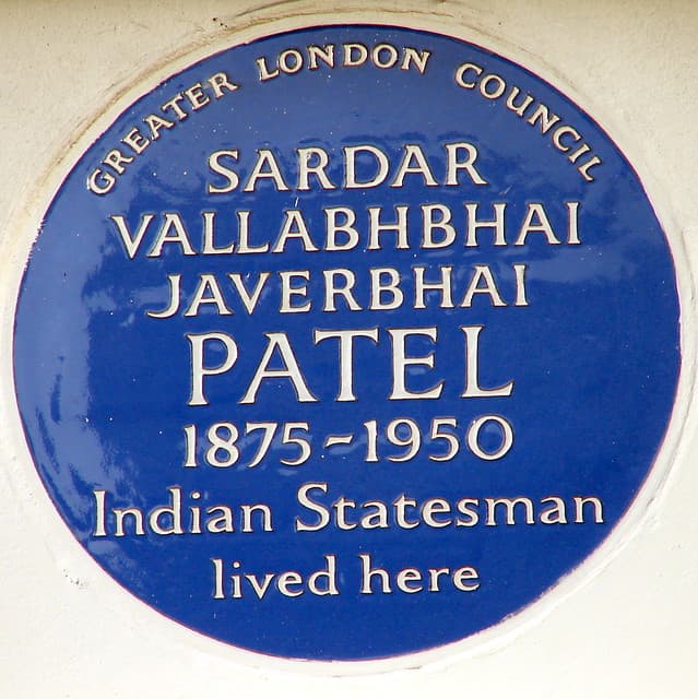 Vallabhbhai Patel blue plaque