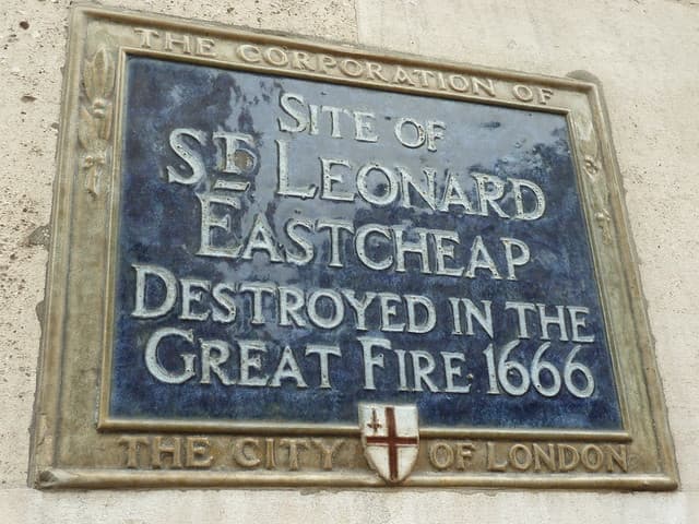 St Leonard Eastcheap, London blue plaque