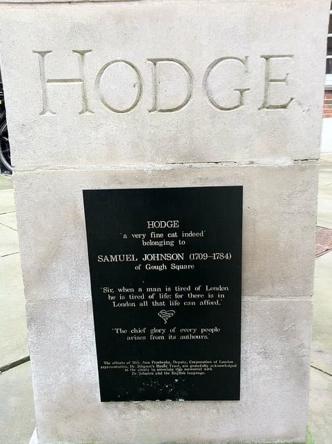 Samuel Johnson and Hodge black plaque