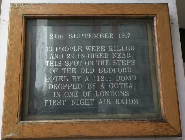 Old Bedford Hotel bombing black plaque