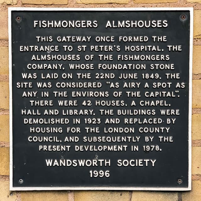 Fishmongers Company and Fishmongers Almshouses black plaque