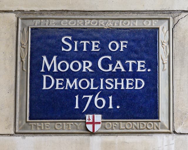 Moor Gate blue plaque