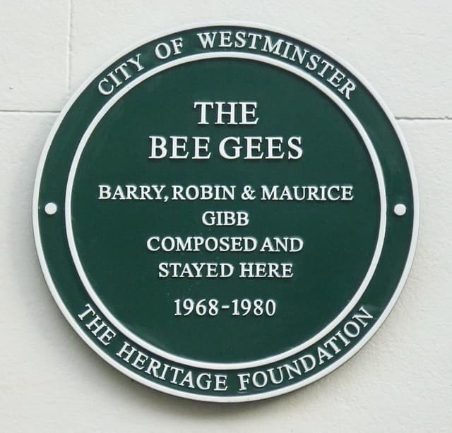 The Bee Gees, Barry Gibb, Robin Gibb, and Maurice Gibb green plaque