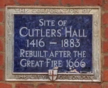 Cutlers' Hall, London blue plaque