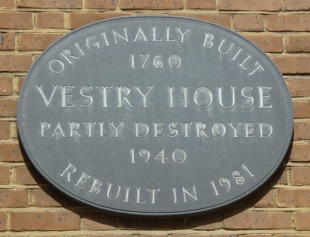 Vestry House black plaque