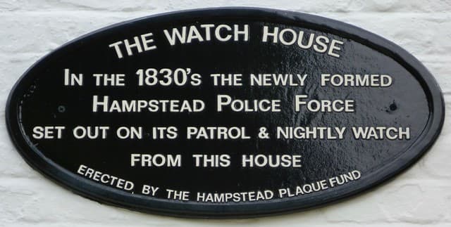 The Watch House and Hampstead Police Force black plaque