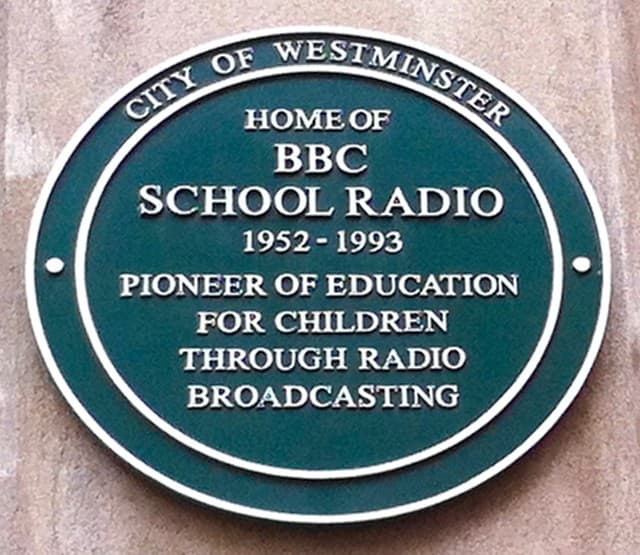 BBC School Radio green plaque