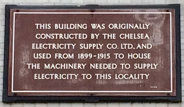 Chelsea Electricity Supply Co. Ltd. brown plaque