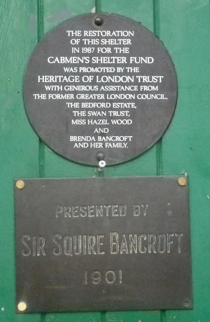 Cabmen’s Shelter Fund bronze plaque