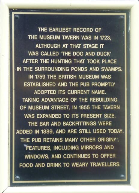 Museum Tavern black plaque
