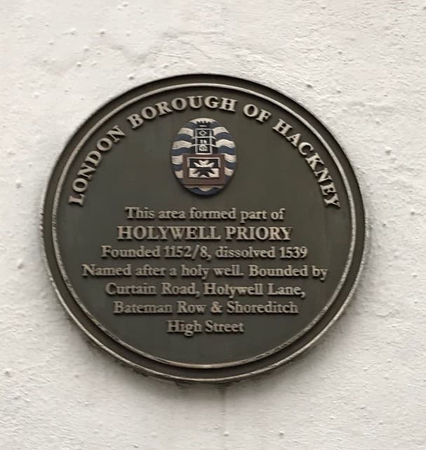 Holywell Priory plaque