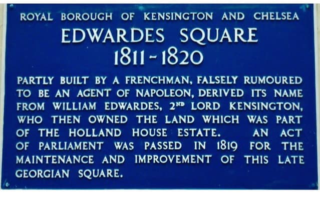 Edwardes Square blue plaque