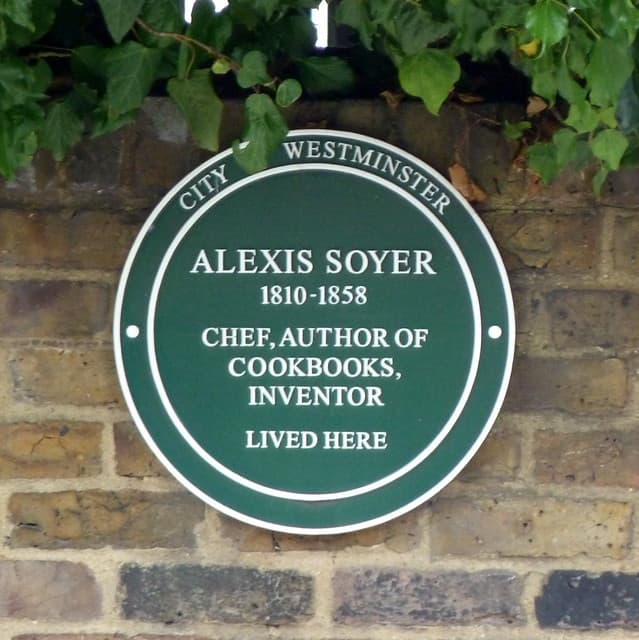 Alexis Soyer green plaque