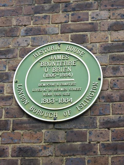 James Bronterre O'Brien green plaque