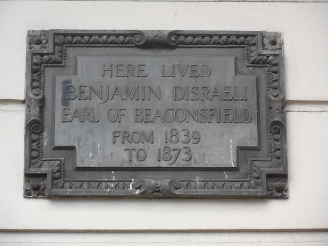 Benjamin Disraeli black plaque