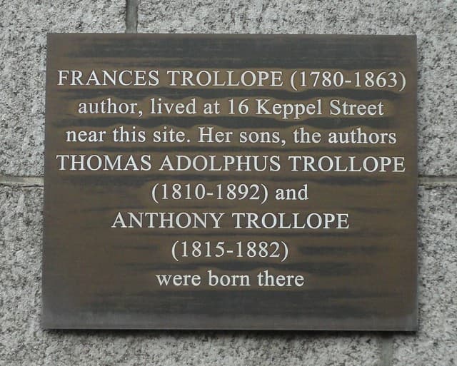 Anthony Trollope, Frances Trollope, and Thomas Adolphus Trollope slate plaque