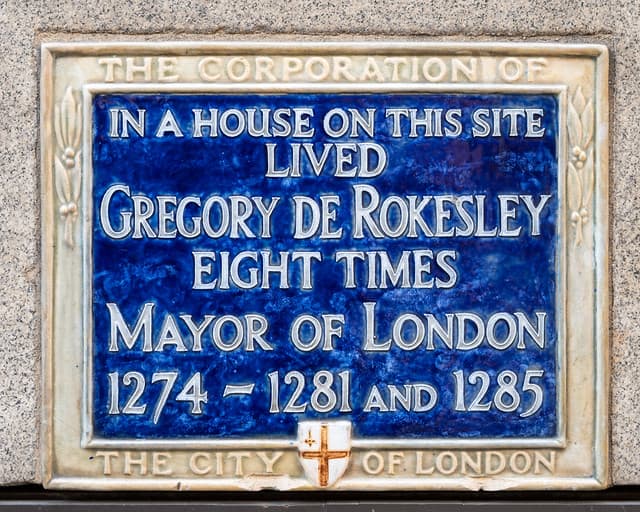 Gregory de Rokesley blue plaque