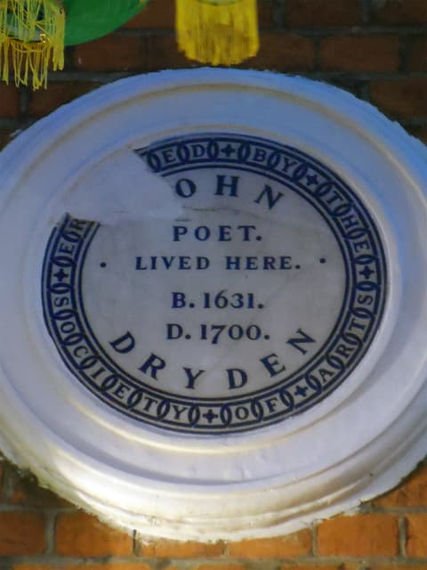 John Dryden white plaque