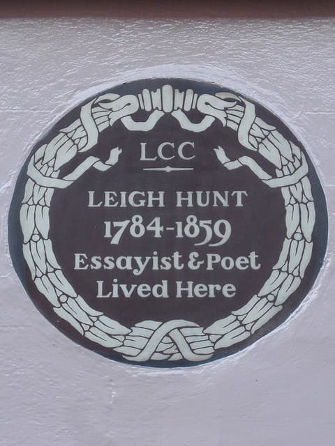 Leigh Hunt brown plaque