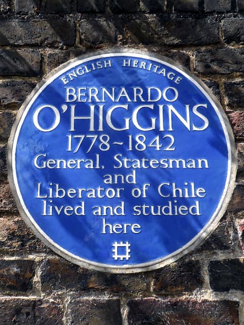 Bernardo O'Higgins blue plaque
