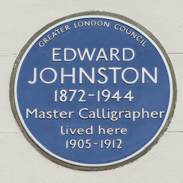 Edward Johnston and Johnston (typeface) blue plaque