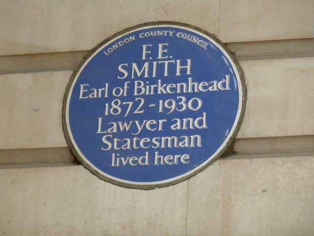 Frederick Edwin Smith blue plaque