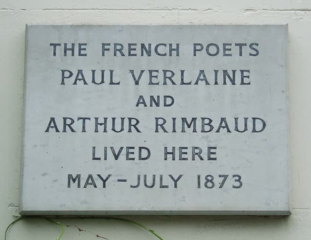 Arthur Rimbaud and Paul Verlaine white plaque