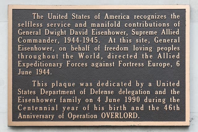 Dwight D. Eisenhower and Operation Overlord brown plaque
