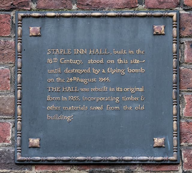 Staple Inn Hall, London black plaque