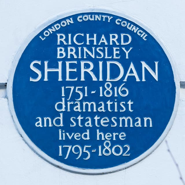 Richard Brinsley Sheridan blue plaque