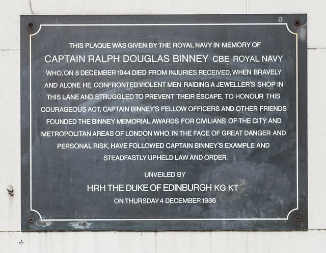 Ralph Douglas Binney black plaque
