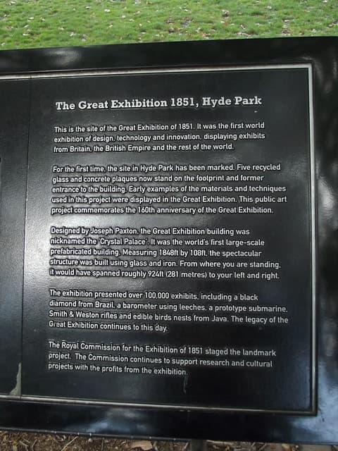 Great Exhibition and Crystal Palace black plaque