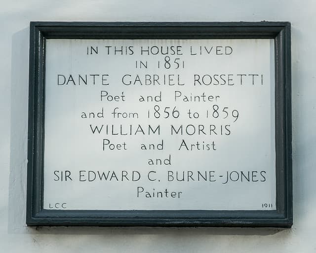Dante Gabriel Rossetti, Edward Burne-Jones, and William Morris white plaque