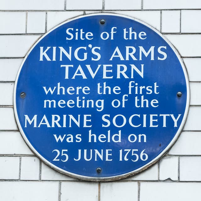 Marine Society, King's Arms Tavern, London, and Jonas Hanway blue plaque