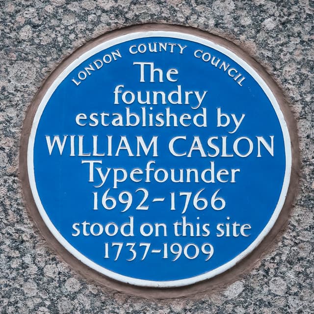 Caslon Foundry and William Caslon blue plaque