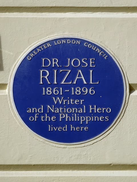 José Rizal blue plaque
