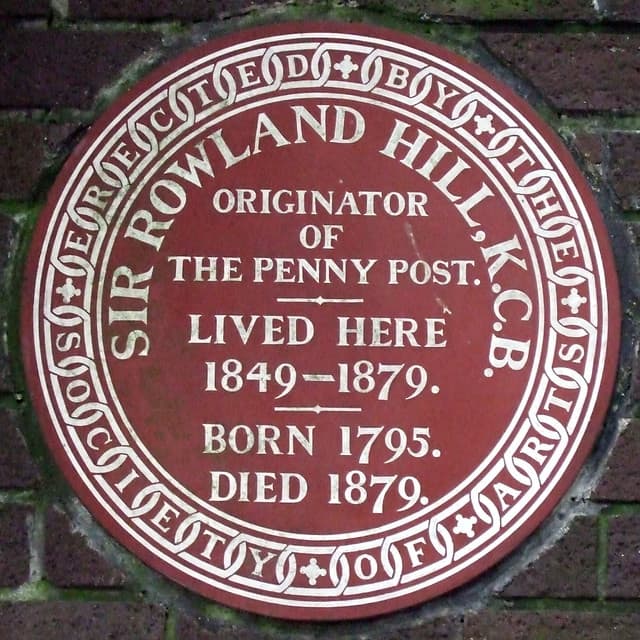 Rowland Hill brown plaque