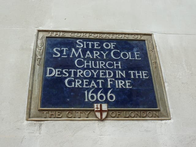 St. Mary Cole, London blue plaque